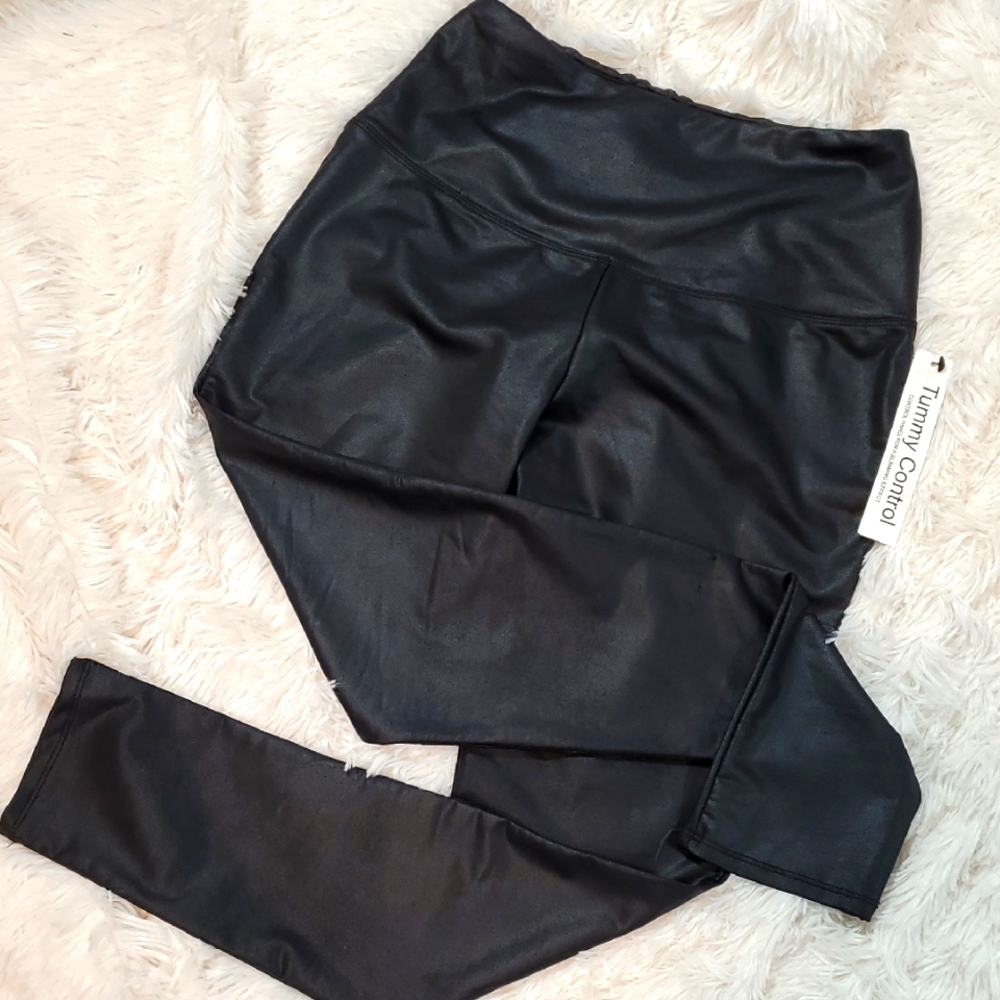 Rachel Zoe Black Faux Leather Leggings Size M NWOT